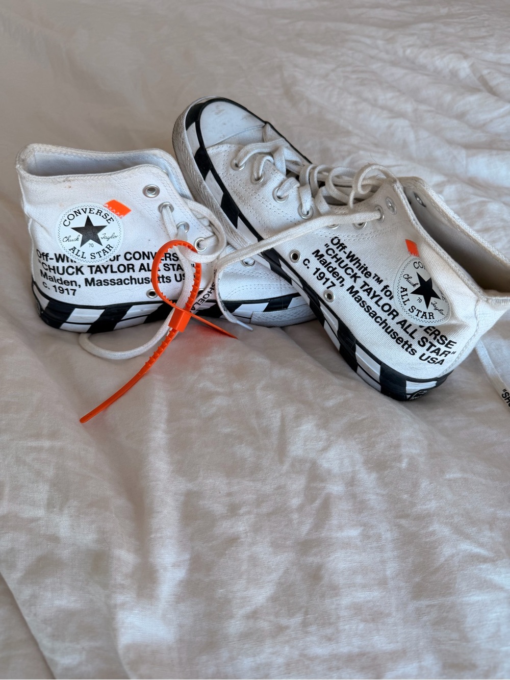Converse White and Black High-Top Off White Sneakers